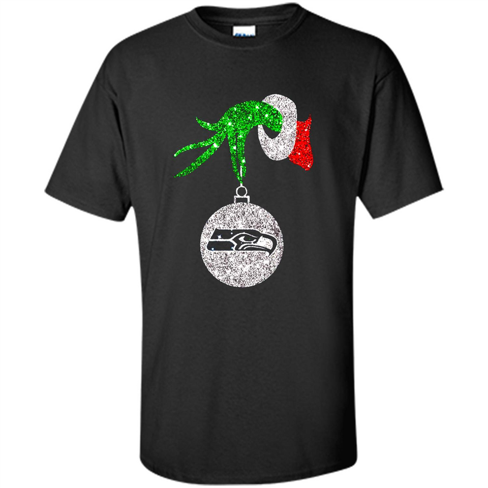 Funny Seattle Seahawks Glitter Grinch Monogram Ornament Christmas Gift - Shirt