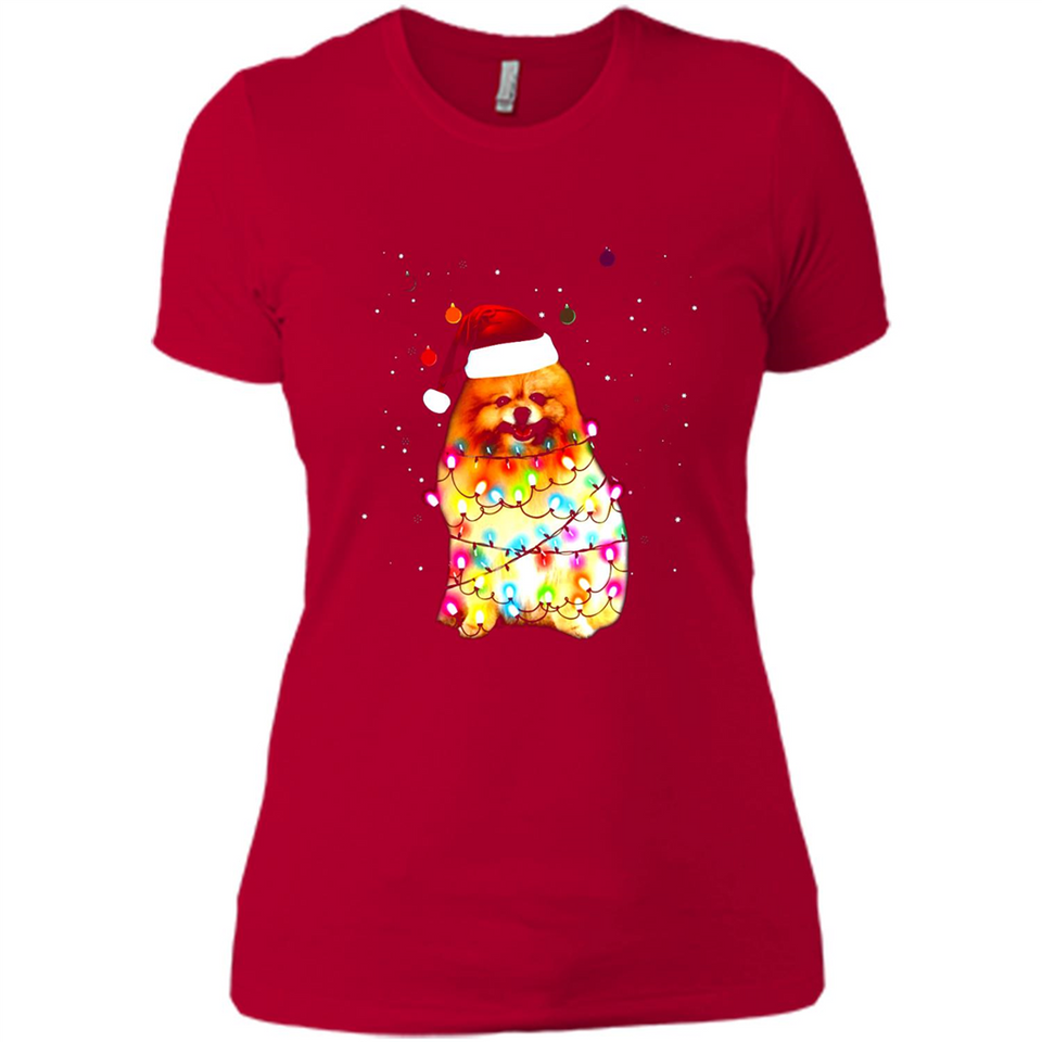 Pomeranian Santa Lights Christmas Dog Xmas Sweatshirt - Ladies' Boyfriend T-Shirt