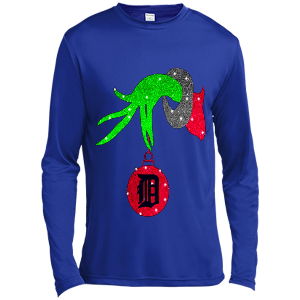GRINCH HAND HOLDING DETROIT TIGERS GLITTER CHRISTMAS PINGPONG