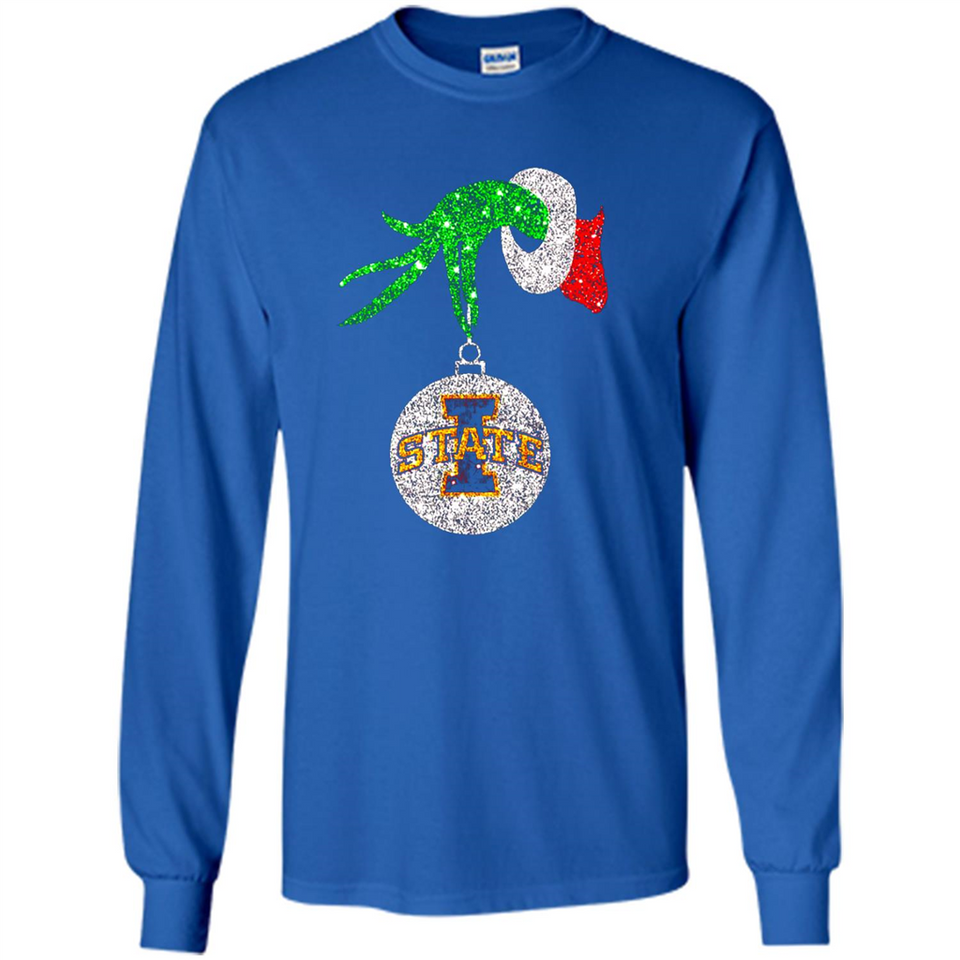 Amazing Iowa State Cyclones Glitter Grinch Monogram Ornament Christmas Gift - Long Sleeve T-Shirt