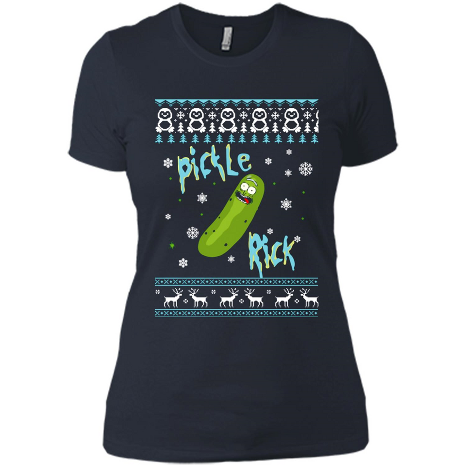 Rick and Morty Pickle Rick Ugly Christmas Sweater - Ladies' Boyfriend T-Shirt