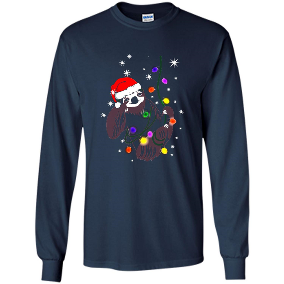 Cute Christmas Choloepus Sloth Santa Led Light Mug - Long Sleeve T-Shirt