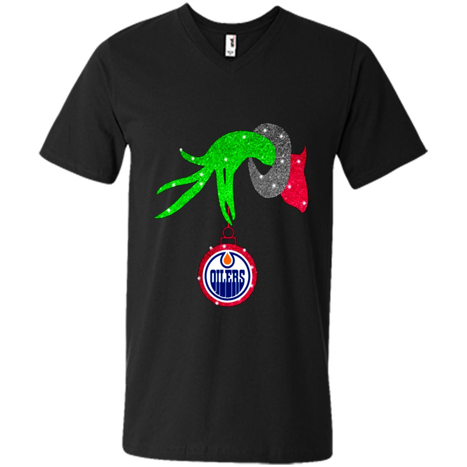 GRINCH HAND HOLDING EDMONTON OILERS GLITTER CHRISTMAS PINGPONG