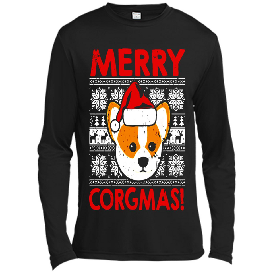 Funny Christmas Santa Corgi Dog Merry Corgmas - Canvas Long Sleeve T-Shirt