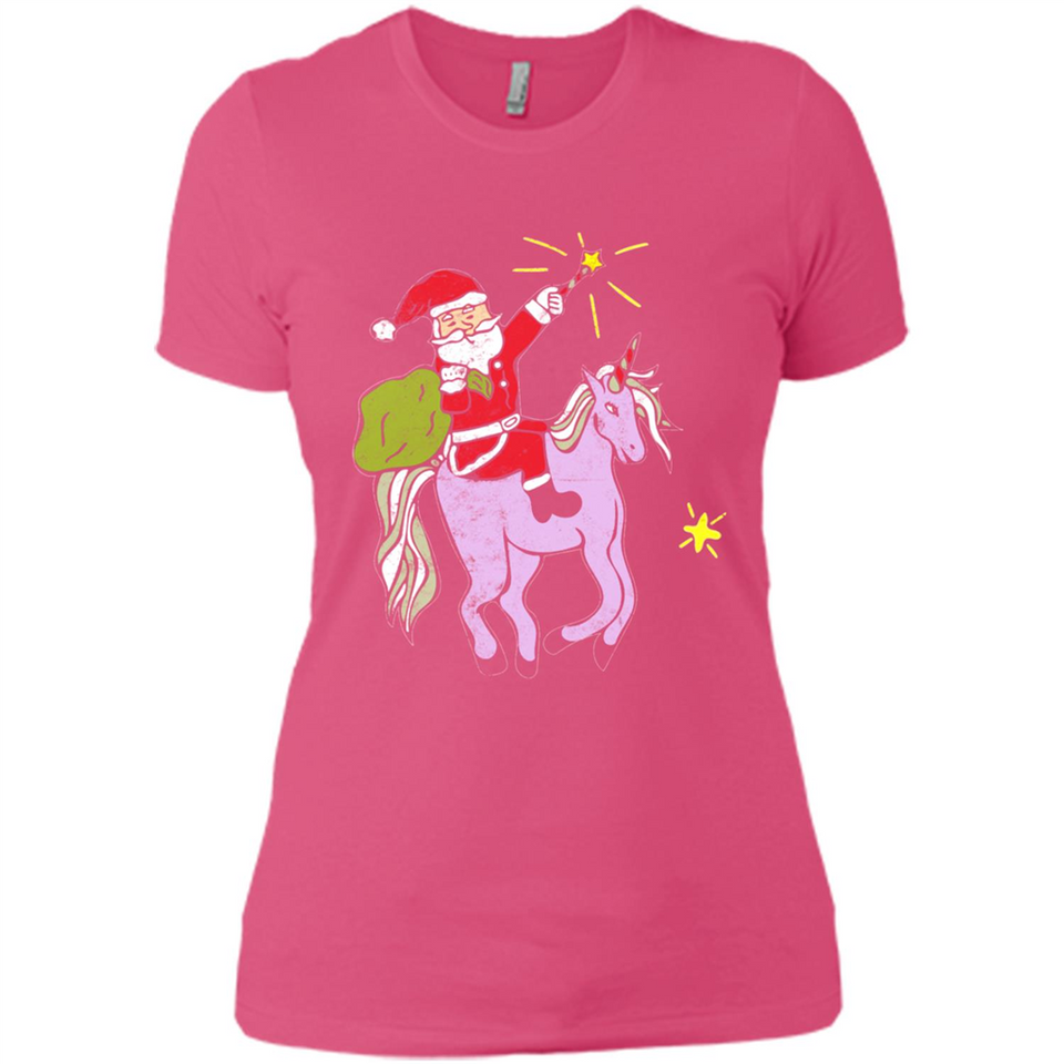 Distressed Retro Santa Riding Unicorn - Ladies' Boyfriend T-Shirt