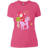 Distressed Retro Santa Riding Unicorn - Ladies' Boyfriend T-Shirt