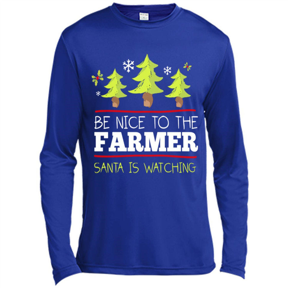 Be Nice to Farmer Santa Watching Christmas - Canvas Long Sleeve T-Shirt