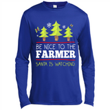 Be Nice to Farmer Santa Watching Christmas - Canvas Long Sleeve T-Shirt