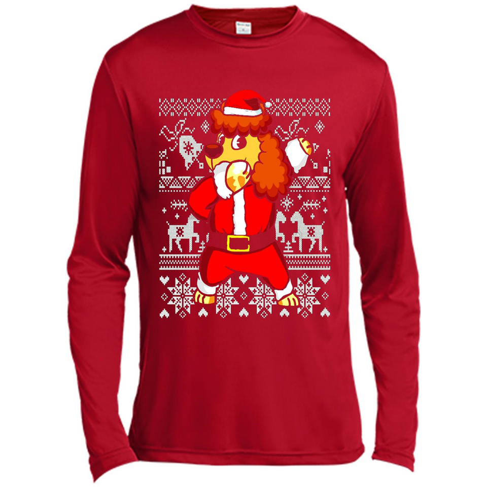 Dabbing Poodle Santa Christmas Holiday Sweatshirt - Canvas Long Sleeve T-Shirt