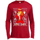 Dabbing Poodle Santa Christmas Holiday Sweatshirt - Canvas Long Sleeve T-Shirt
