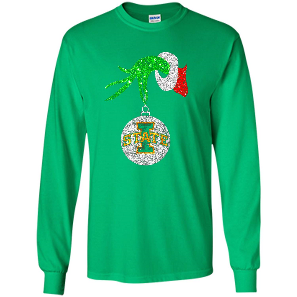 Amazing Iowa State Cyclones Glitter Grinch Monogram Ornament Christmas Gift - Long Sleeve T-Shirt