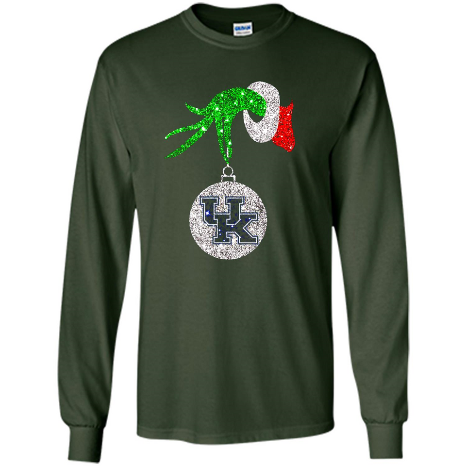 Amazing shirt Kentucky Wildcats Glitter Grinch Monogram Ornament Christmas Gift - Long Sleeve T-Shirt