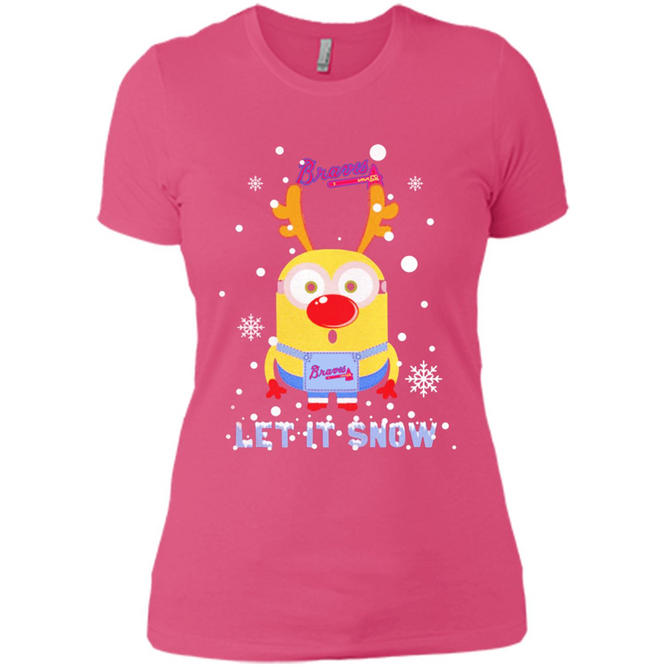 Minion Atlanta Braves Ugly Christmas Sweater Let it Snow - Ladies' Boyfriend T-Shirt