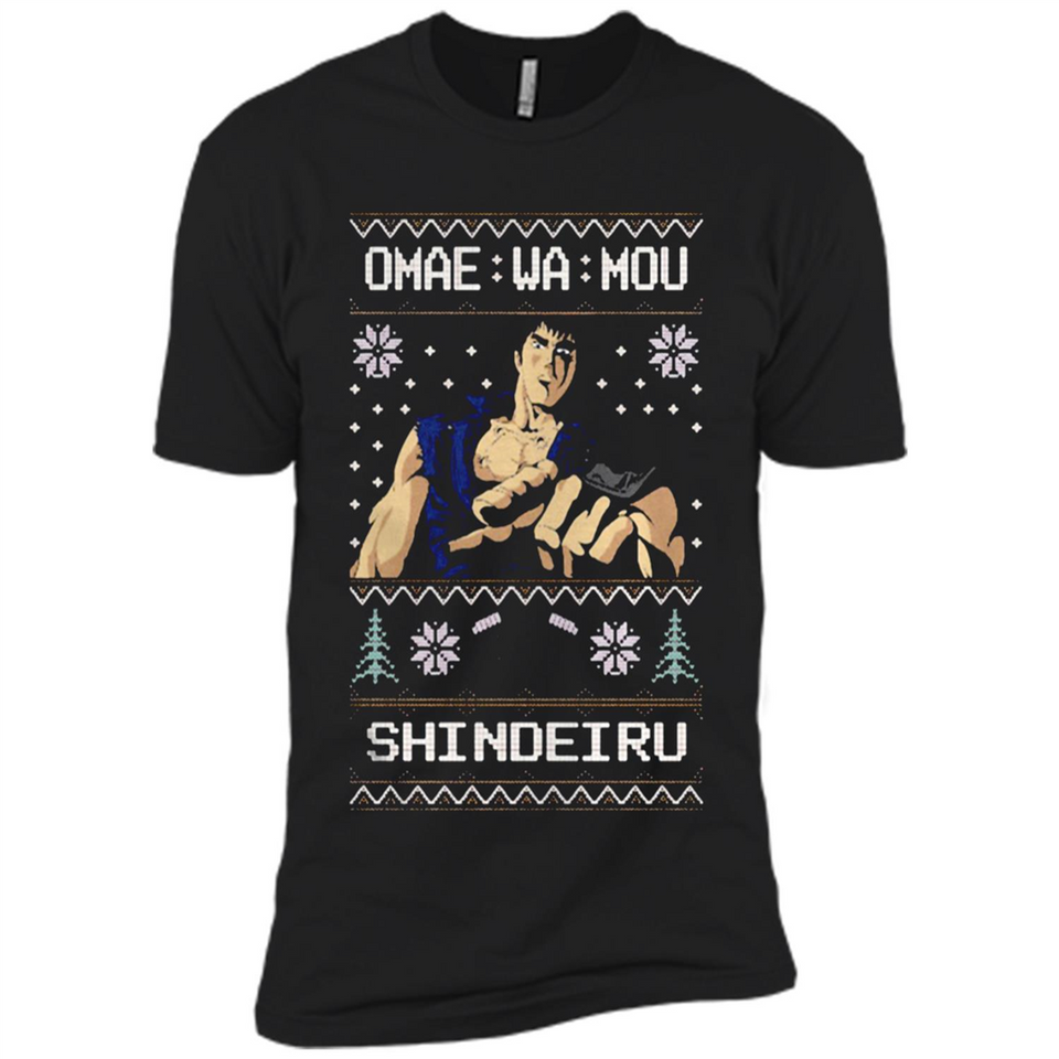 Omae Wa Mou Shindeiru Ugly Christmas Sweater - Premium Short Sleeve T-Shirt