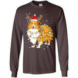 Christmas Lights Shetland Sheepdog Wearing Santa Hat Funny Xmas - Long Sleeve T-Shirt