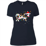 Christmas Lights Cow Wearing Santa Hat Funny Xmas Sweatshirt - Ladies' Boyfriend T-Shirt