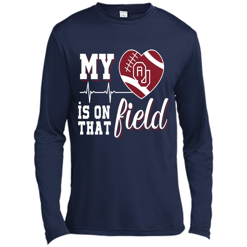 Oklahoma Sooners Football My Heart is on that Field - Canvas Long Sleeve T-Shirt