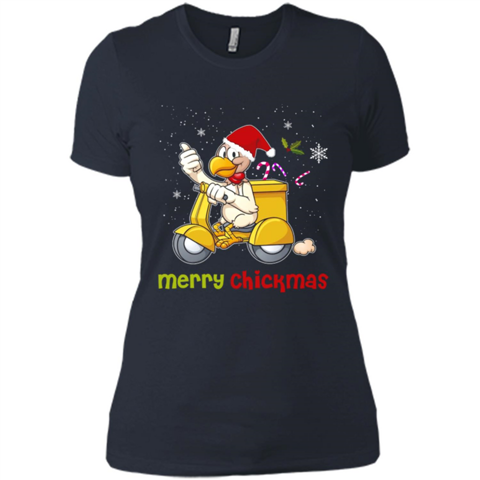 Funny Santa Christmas Chicken Shirt - Merry Chickmas - Ladies' Boyfriend T-Shirt
