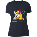Funny Santa Christmas Chicken Shirt - Merry Chickmas - Ladies' Boyfriend T-Shirt