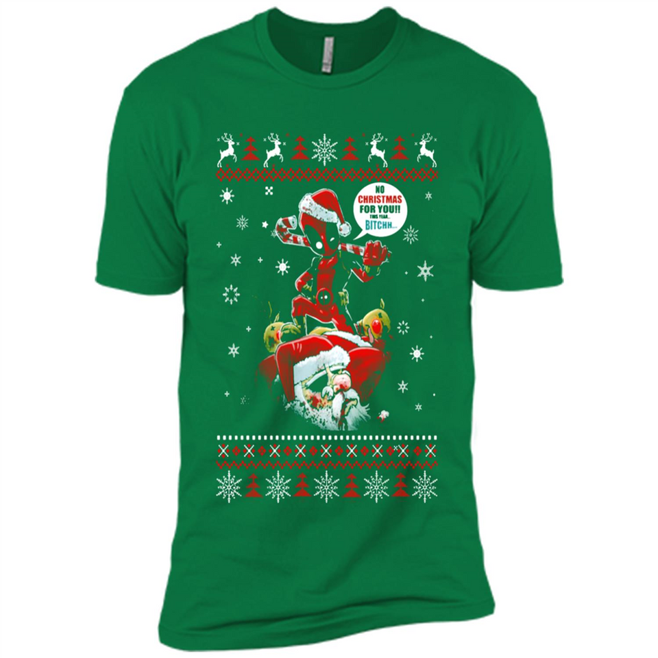 No Christmas for You – Deadpool Santa Claus Ugly Sweater - Premium Short Sleeve T-Shirt