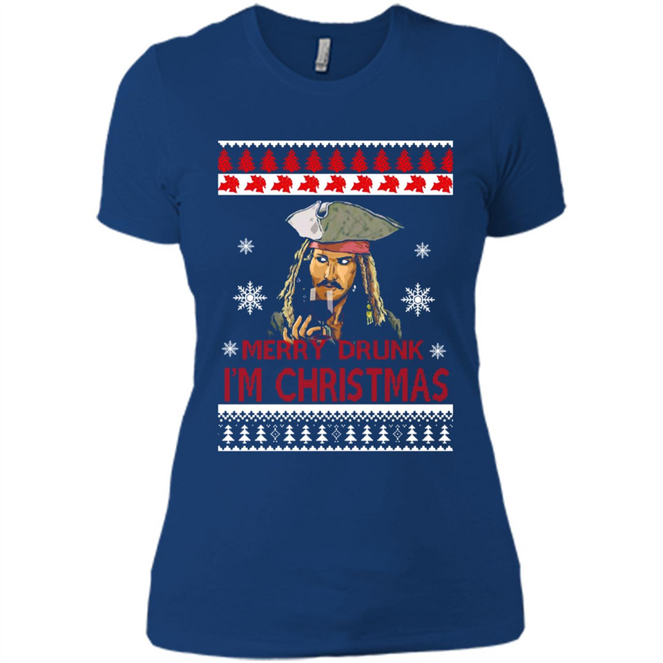 Jack sparrow Merry Drunk I'm Christmas - Ladies' Boyfriend T-Shirt