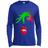 GRINCH HAND HOLDING DENVER BRONCOS GLITTER CHRISTMAS PINGPONG