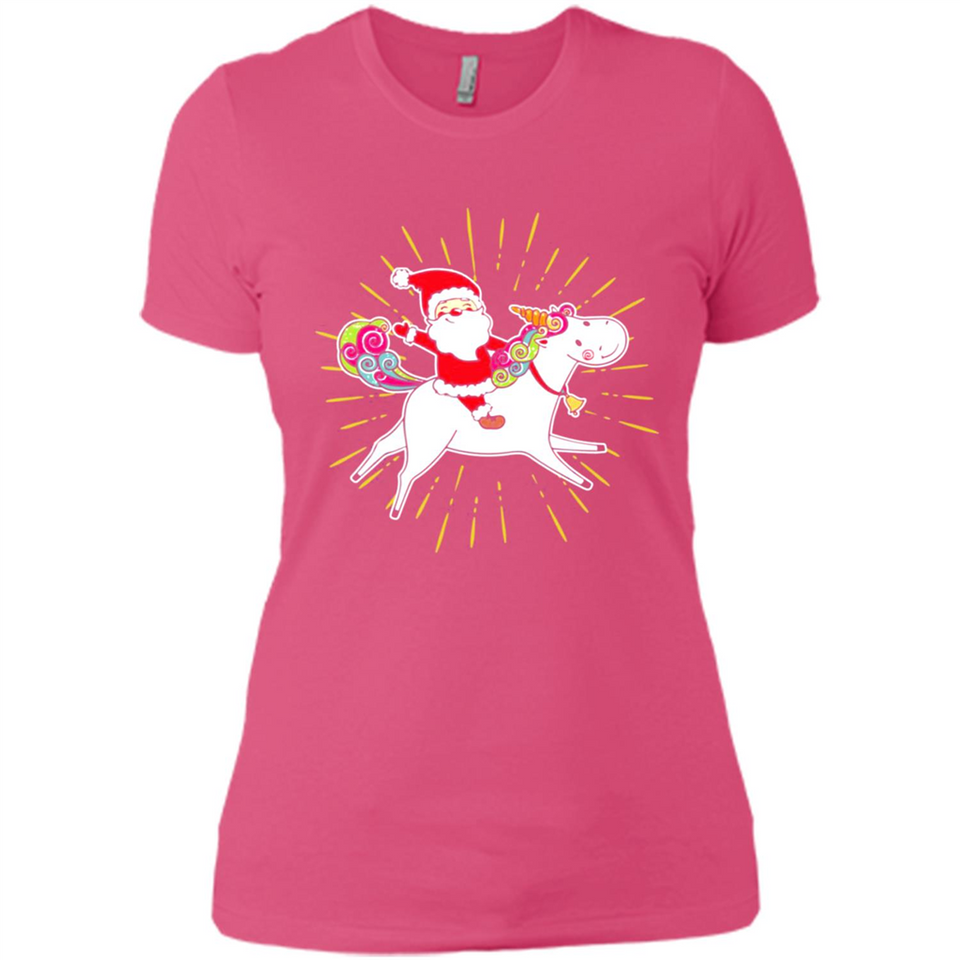 Unicorn And Santa Christmas - Ladies' Boyfriend T-Shirt