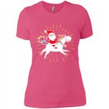 Unicorn And Santa Christmas - Ladies' Boyfriend T-Shirt