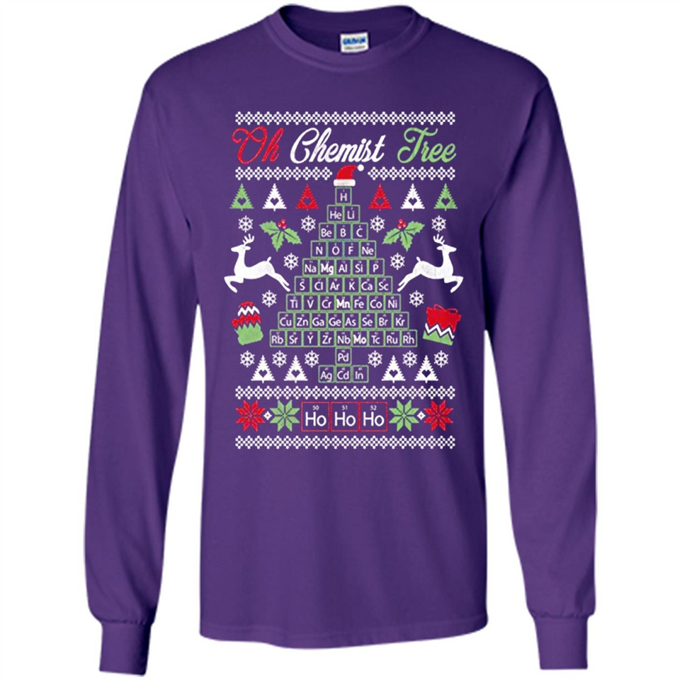 Chemist Tree Shirt Oh Chemistry Tree Ugly Christmas - Long Sleeve T-Shirt