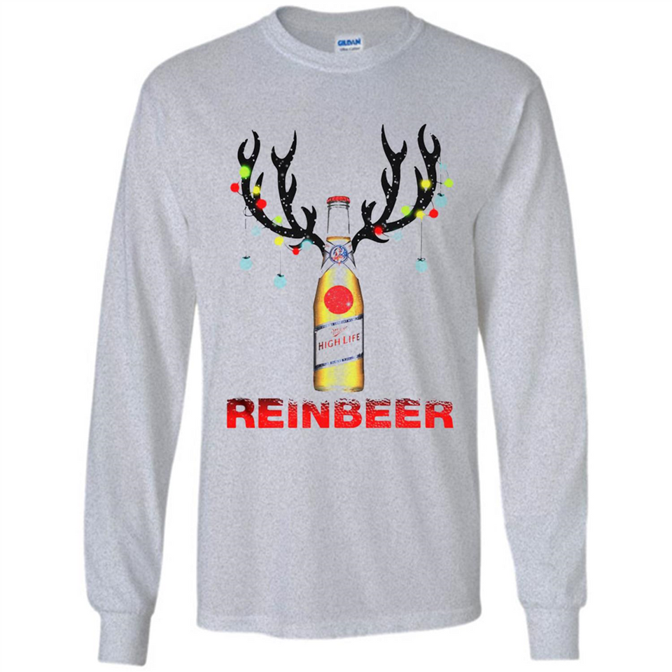 Miller High Life beer reinbeer Christmas - Long Sleeve T-Shirt