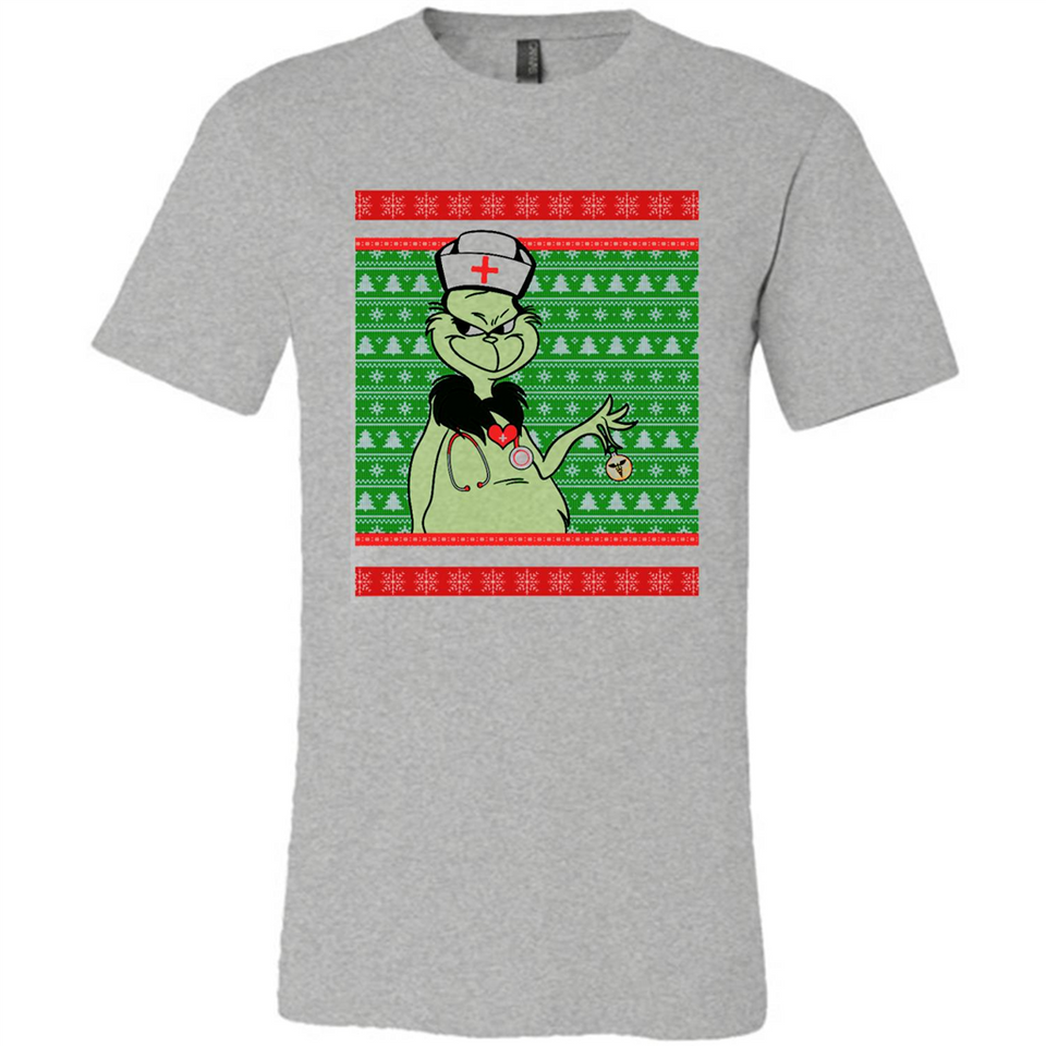 Grinch Nurse Ugly Christmas Sporty T-Shirt PINGPONG - Canvas Unisex T-Shirt