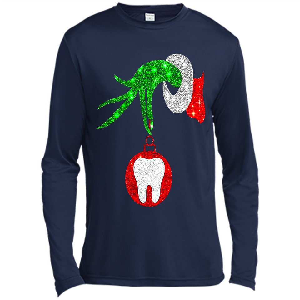 Christmas Nurse Grinch hand holding clinic dental ornament - Canvas Long Sleeve T-Shirt