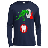 Christmas Nurse Grinch hand holding clinic dental ornament - Canvas Long Sleeve T-Shirt