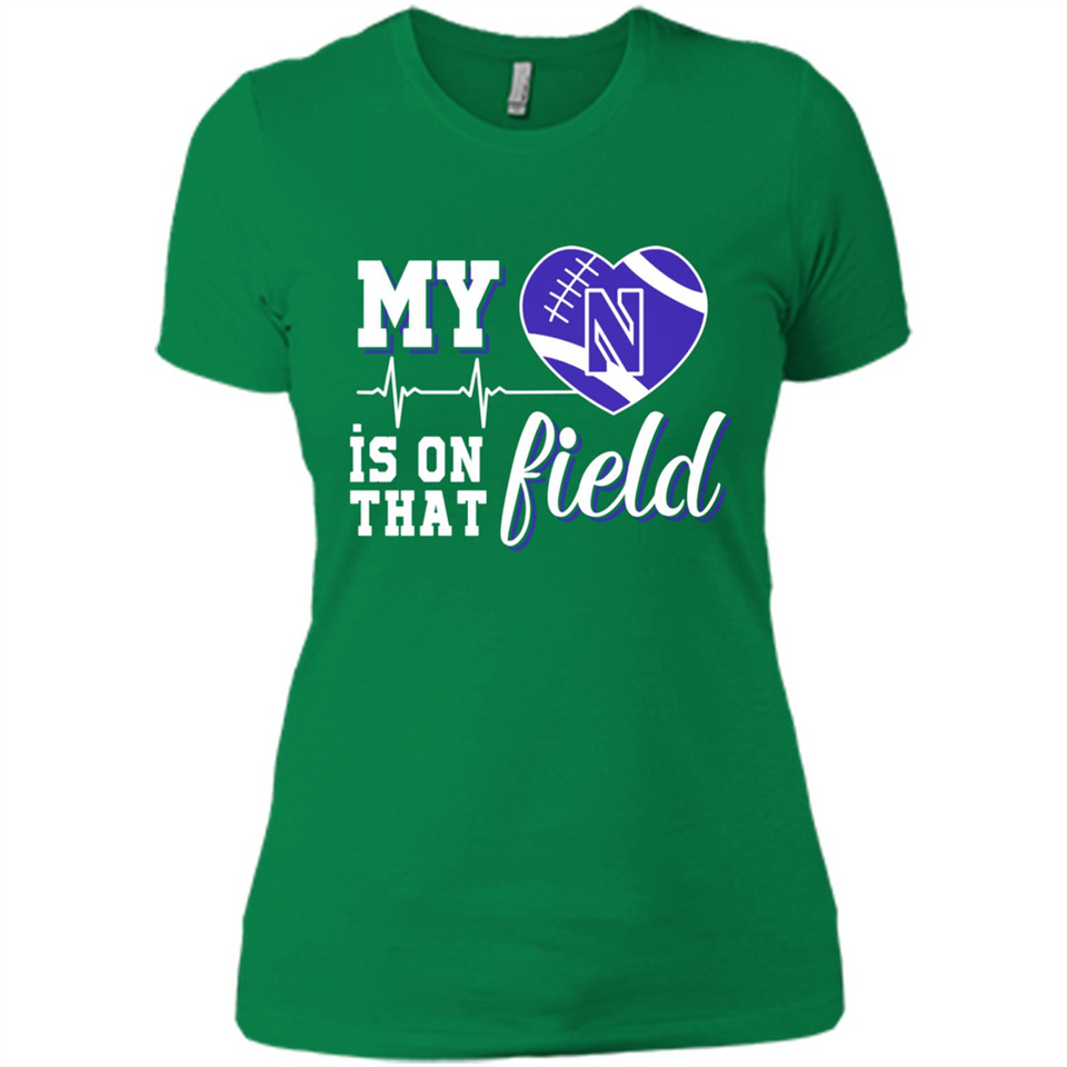 Northwestern Wildcats Football My Heart is on that Field - Ladies' Boyfriend T-Shirt