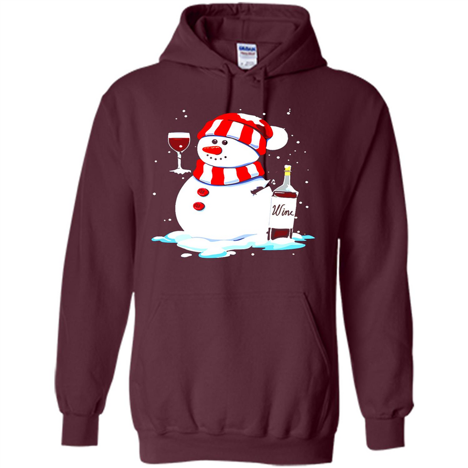 Cute Snowman drink Red Wine Christmas T-Shirt - Hoodie
