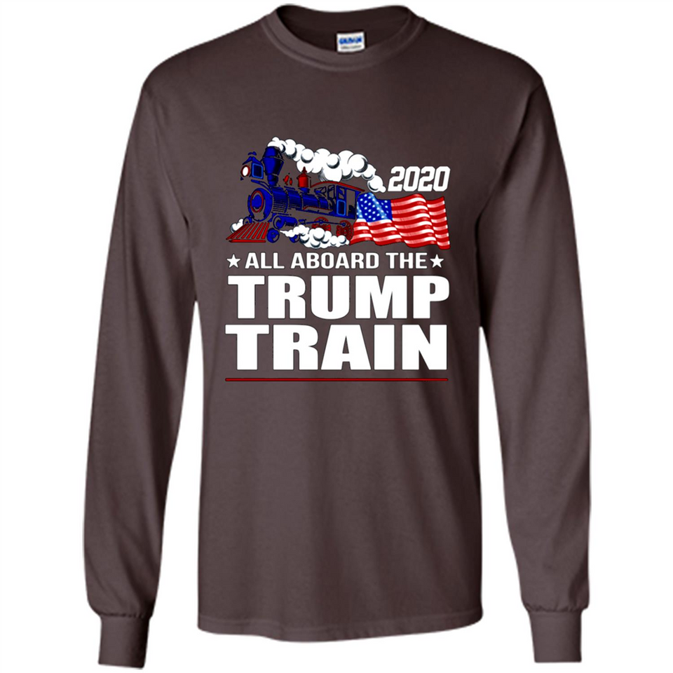 All Board The Trump Train 2020 Patriotic U.S Flag pingpong - Long Sleeve T-Shirt