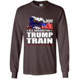 All Board The Trump Train 2020 Patriotic U.S Flag pingpong - Long Sleeve T-Shirt