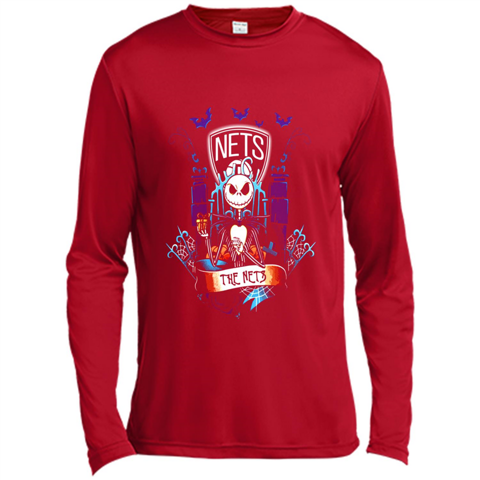 Brooklyn Nets Halloween The Nightmare Before Christmas - Canvas Long Sleeve T-Shirt