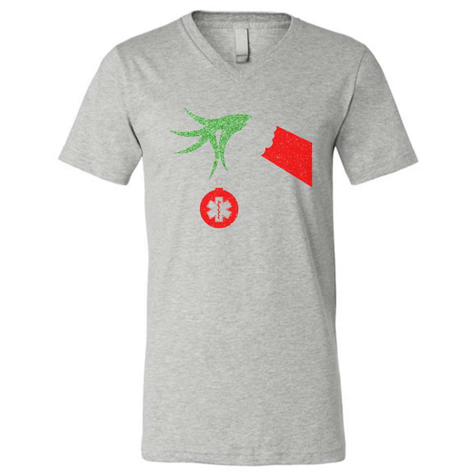 Funny Grinch Hand holding Doctor ornament Christmas Sporty T-Shirt - Canvas Unisex V-Neck