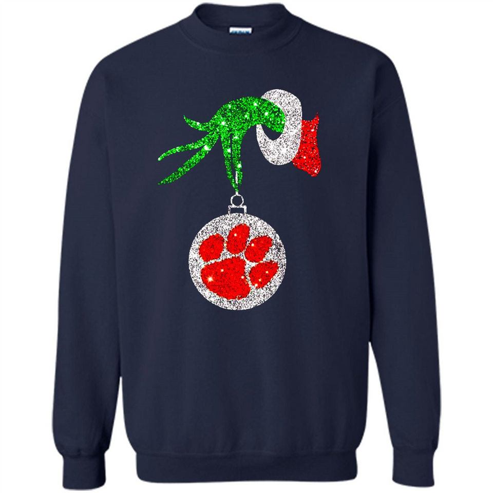 Amazing tee Clemson Tigers Glitter Grinch Monogram Ornament Christmas Gift - Sweatshirt