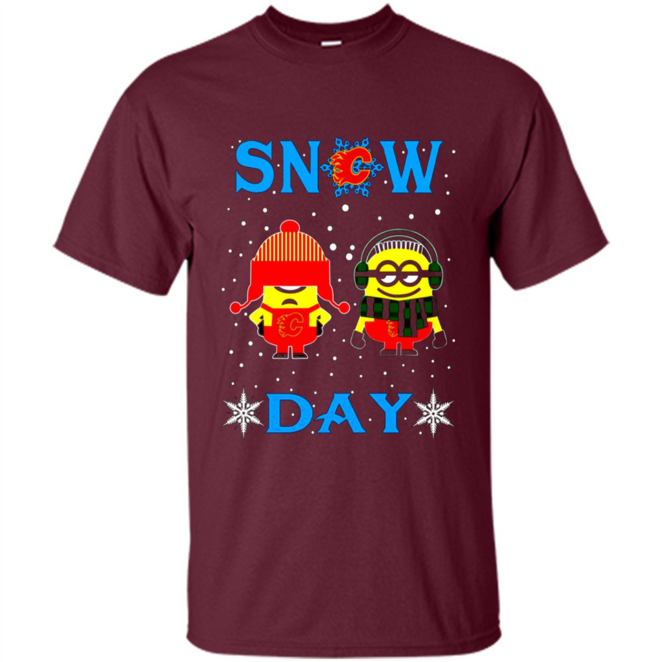 Snow Day Shirt For Calgary Flames Vs Minion Fans pingpong