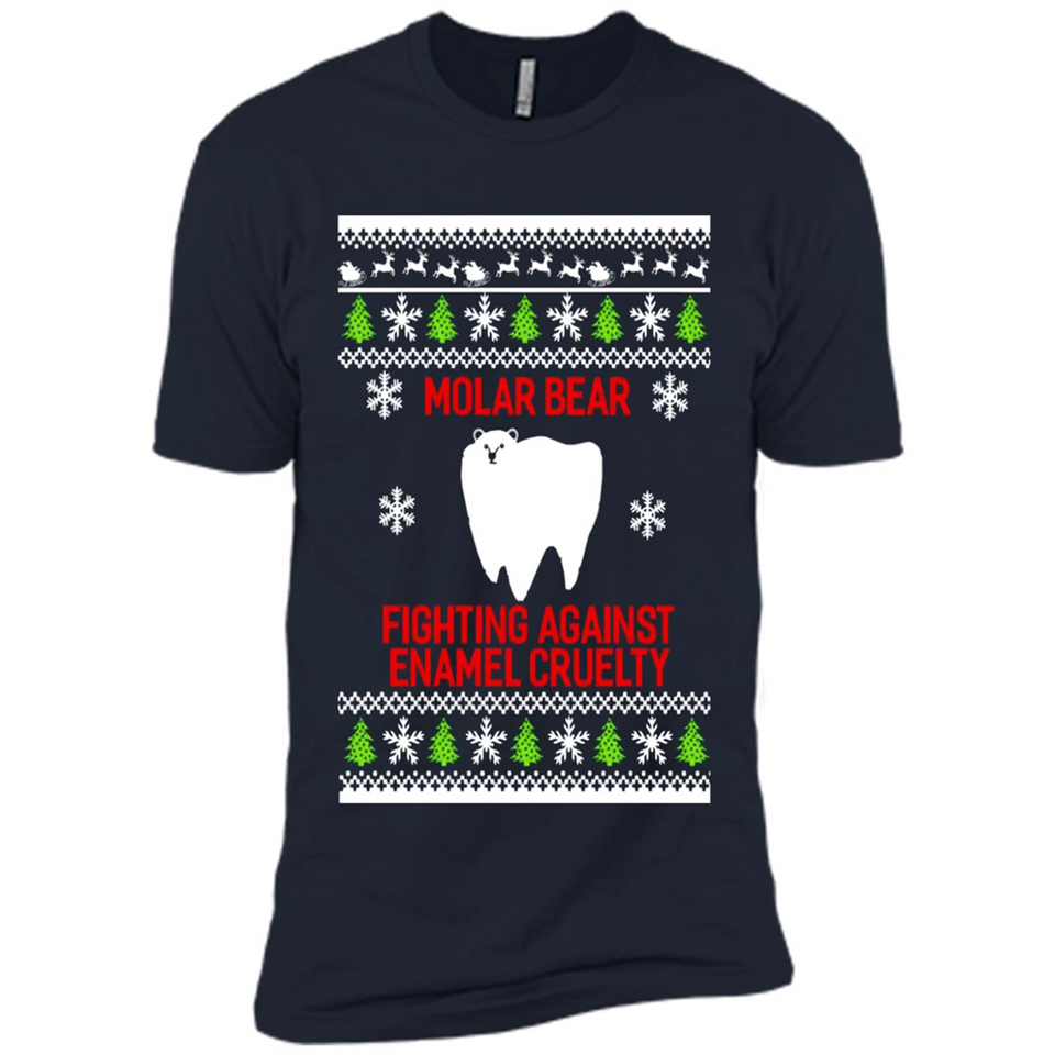 Molar bear fighting against enamel cruelty Christmas - Premium Short Sleeve T-Shirt