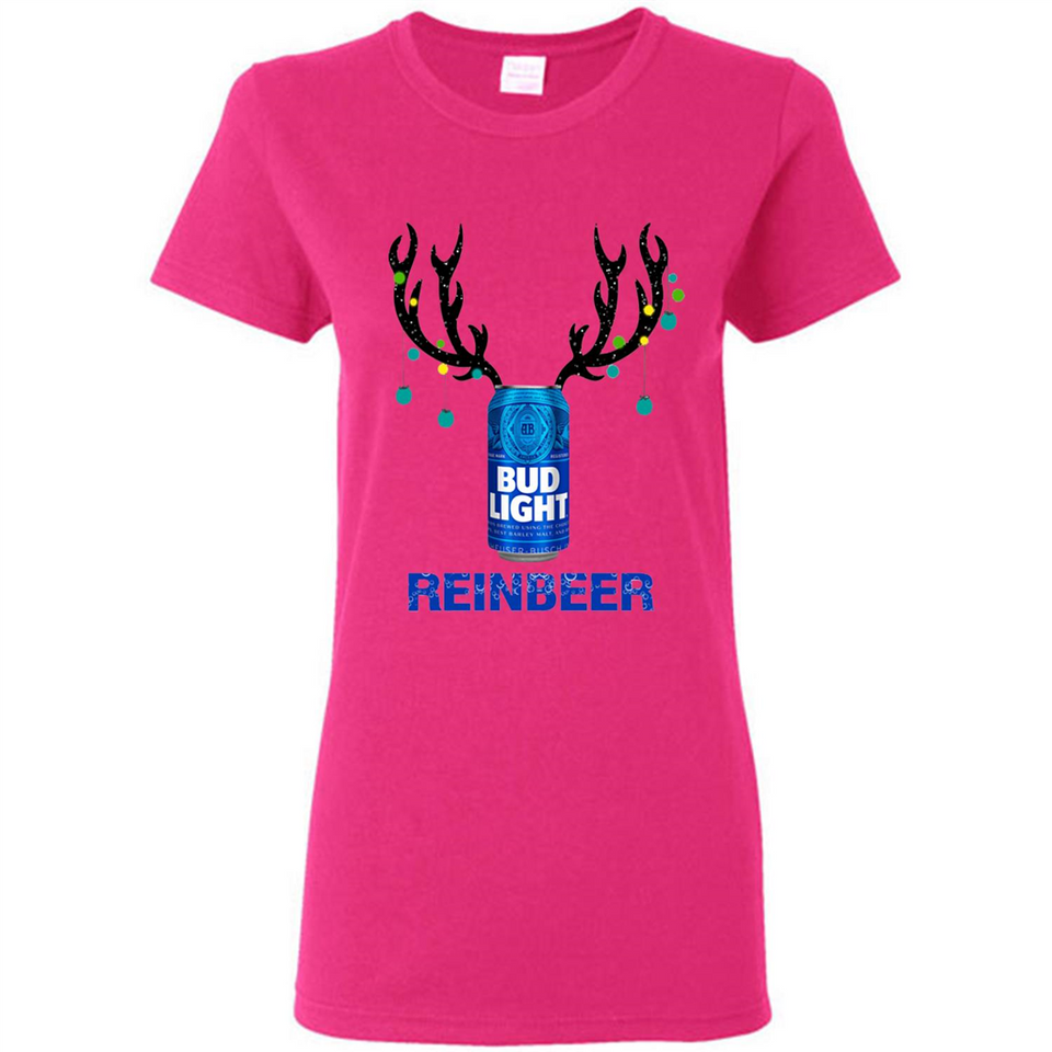 Bud Light Reinbeer Funny Beer Reindeer Christmas Sweatshirt - Ladies Short-Sleeve