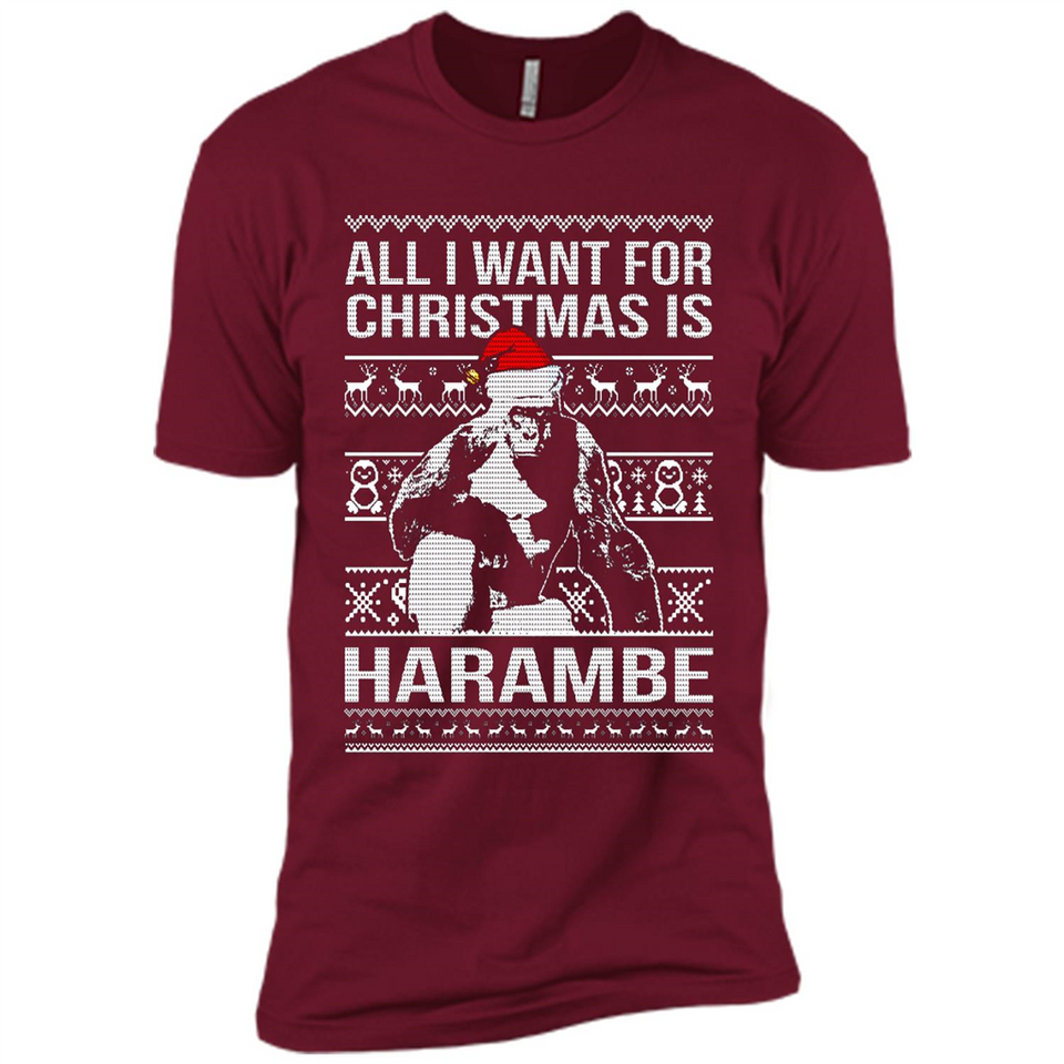 All I Want For Christmas Is Harambe Christmas - Premium Short Sleeve T-Shirt