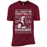 All I Want For Christmas Is Harambe Christmas - Premium Short Sleeve T-Shirt