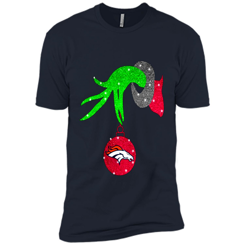 GRINCH HAND HOLDING DENVER BRONCOS GLITTER CHRISTMAS PINGPONG