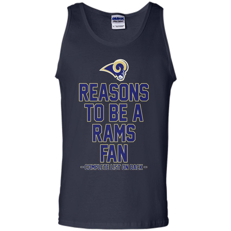 Reasons to be a Los Angeles Rams Fan Complete List on Back - Tank Top
