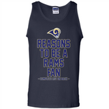 Reasons to be a Los Angeles Rams Fan Complete List on Back - Tank Top