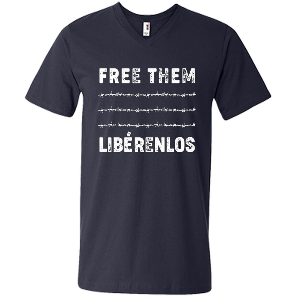 Peaceful Communities- Free Them Liberenlos Shirt PINGPONG - Men's V-Neck