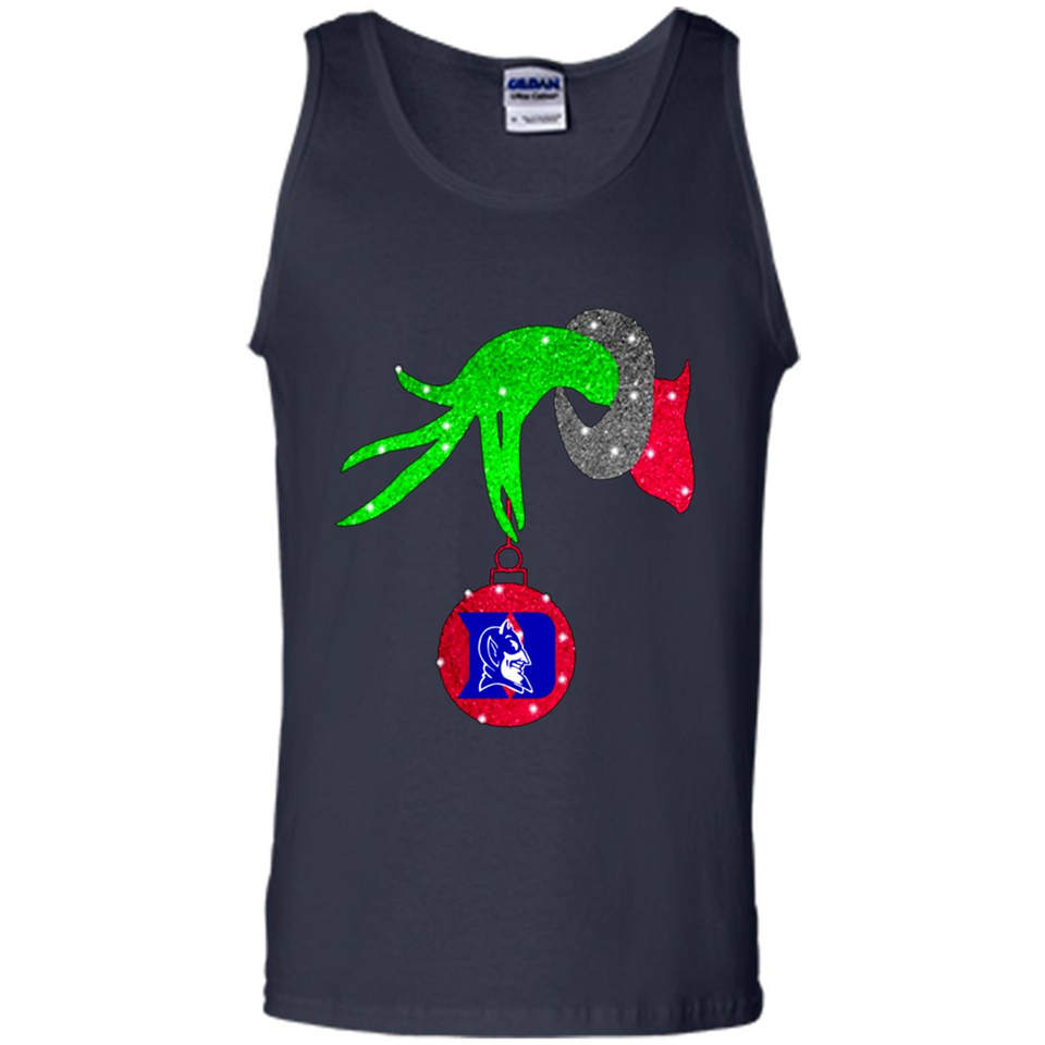 GRINCH HAND HOLDING DUKE BLUE DEVILS GLITTER CHRISTMAS PINGPONG